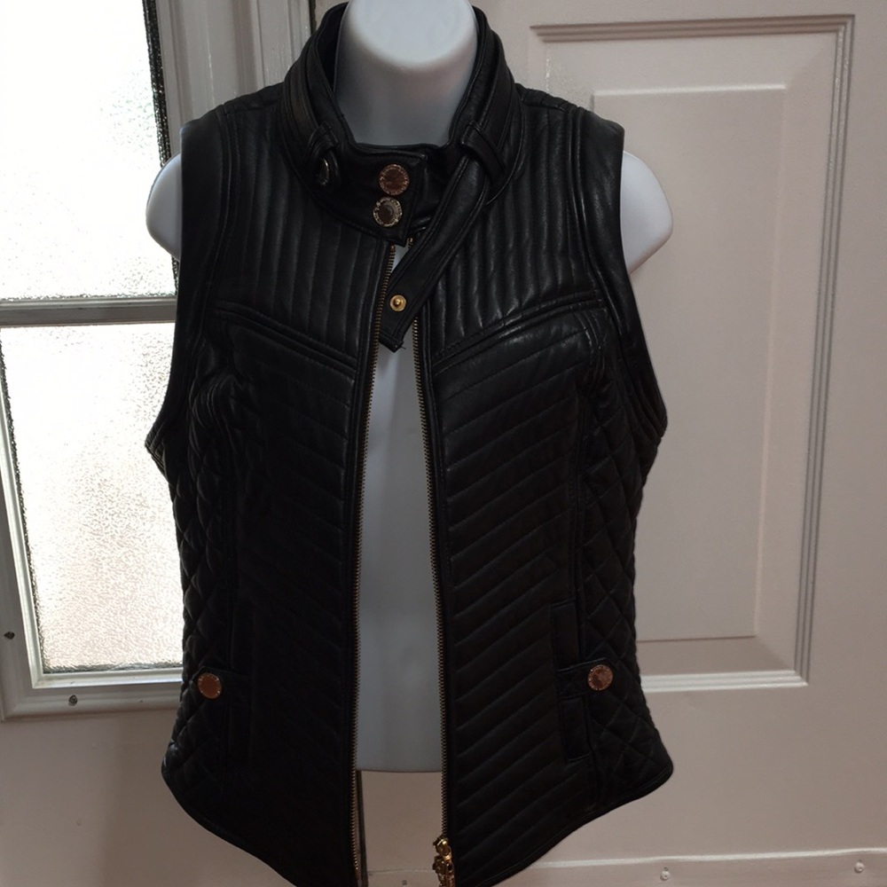 MARCIANO BY GUESS SOFT REAL LEATHER QUILTED MOTO TYPE LINED VEST NWOT SIZE SML